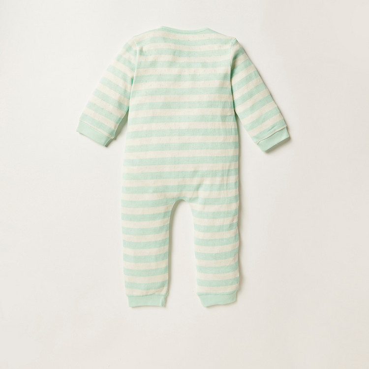 Juniors Closed Feet Sleepsuit with Long Sleeves and Embroidered Detail
