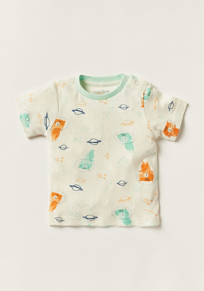 Juniors Printed Short Sleeve T-shirt and Pyjama Set-Pyjama Sets-image-2