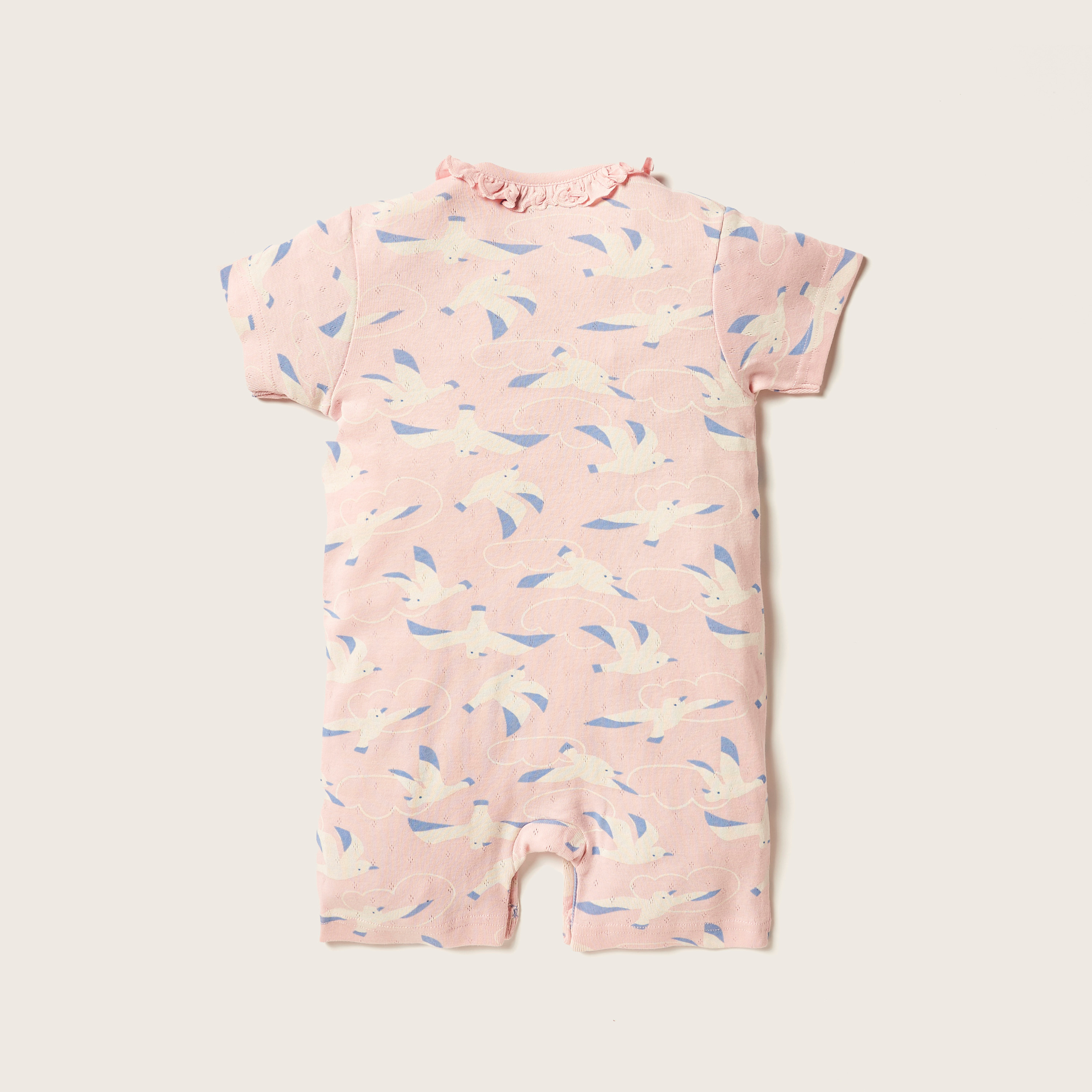 Juniors Printed Romper with Round Neck and Short Sleeves-baby-girls-clothing-rompers-image-3