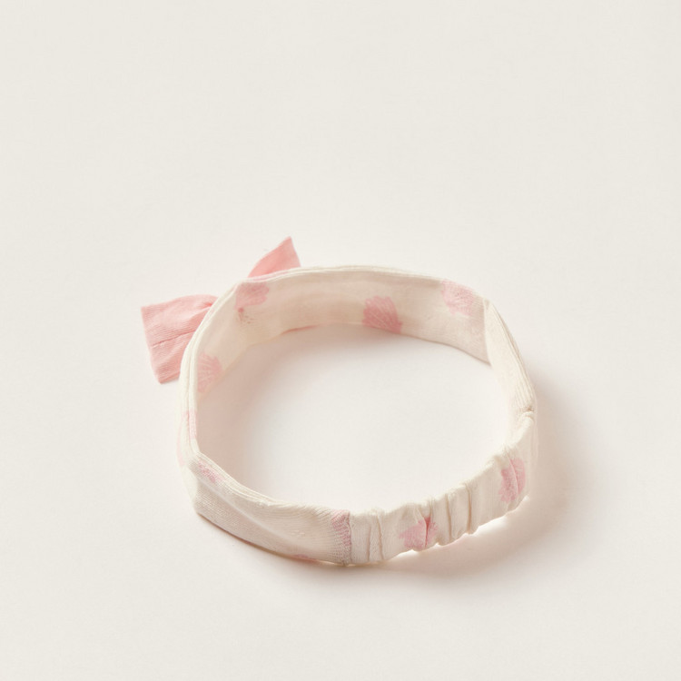 Juniors Printed Headband with Bow Accent