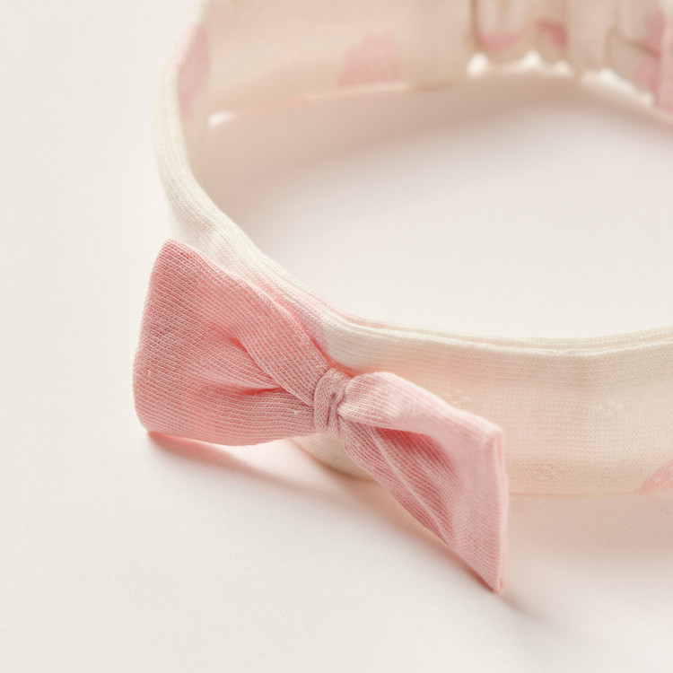 Juniors Printed Headband with Bow Accent