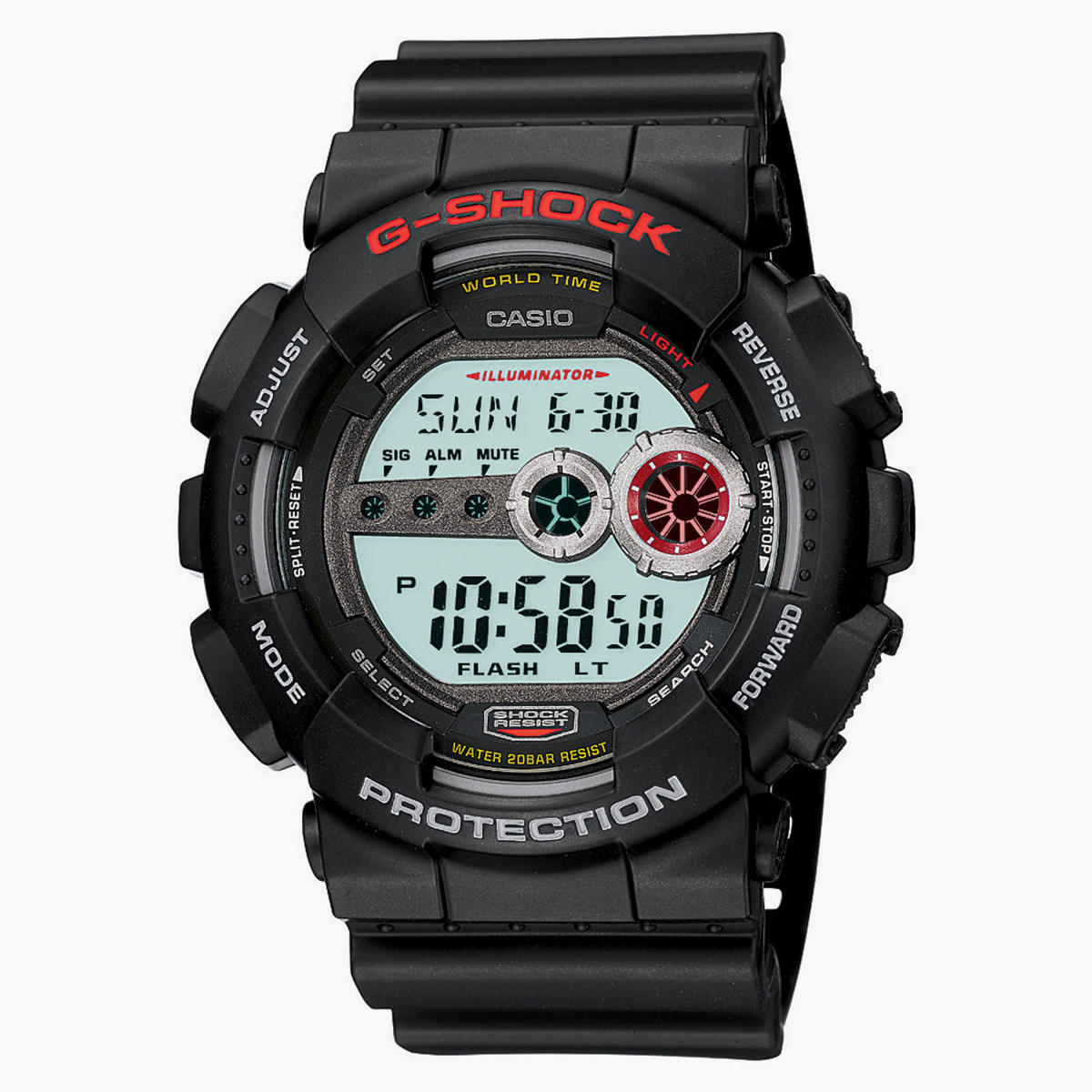 Casio G-Shock Men's Black Digital Resin Strap Watch - GD-100-1ADR-men-watchesandjewellery-watches-image-1