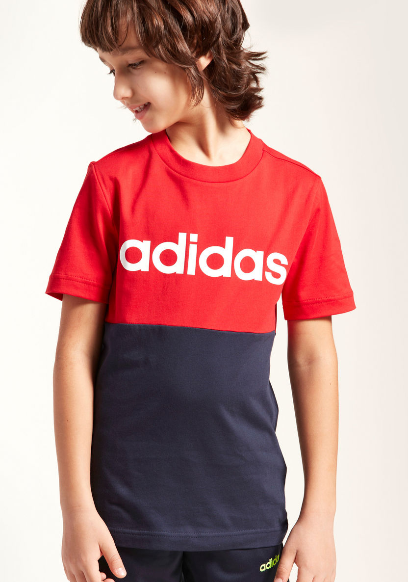 adidas Panelled Round Neck T-shirt with Short Sleeves-T Shirts-image-1