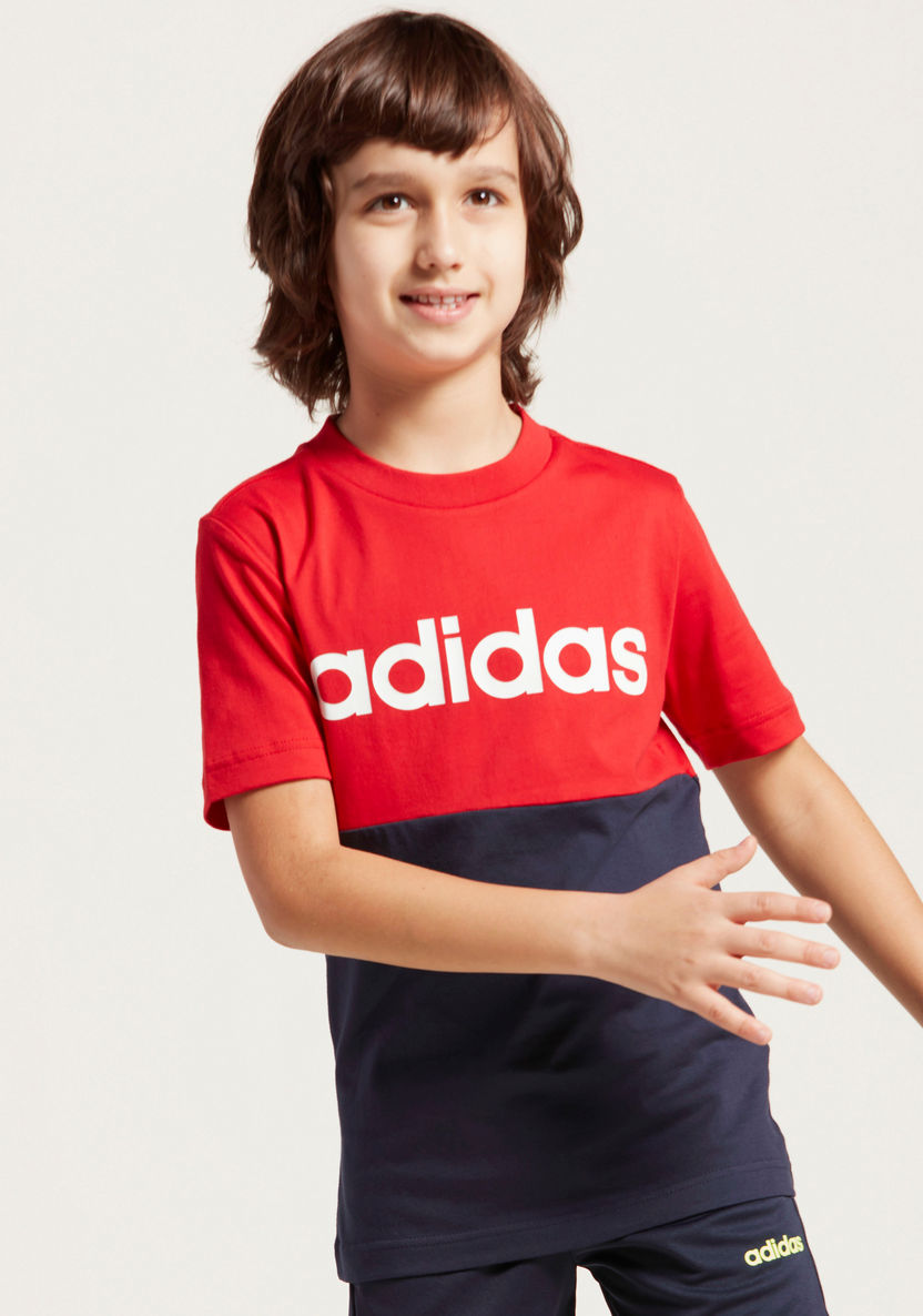 adidas Panelled Round Neck T-shirt with Short Sleeves-T Shirts-image-2
