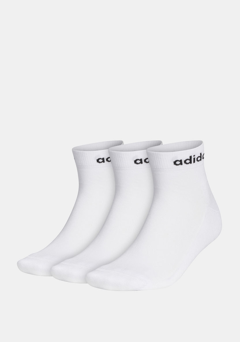 Adidas Logo Print Ankle Length Sports Socks - Set of 3-Men%27s Socks-image-0