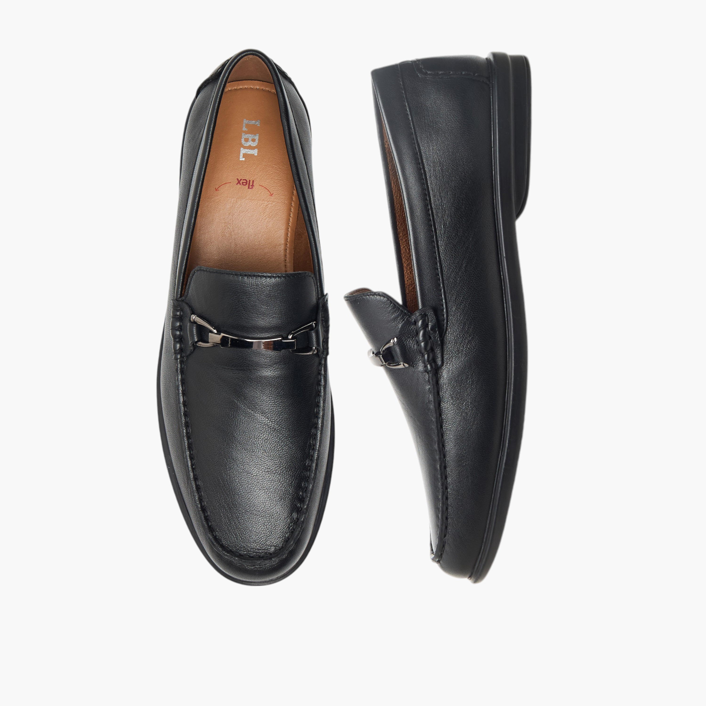 LBL by Shoexpress Solid Slip-On Loafers with Metal Accent-men-shoes-formalshoes-image-1