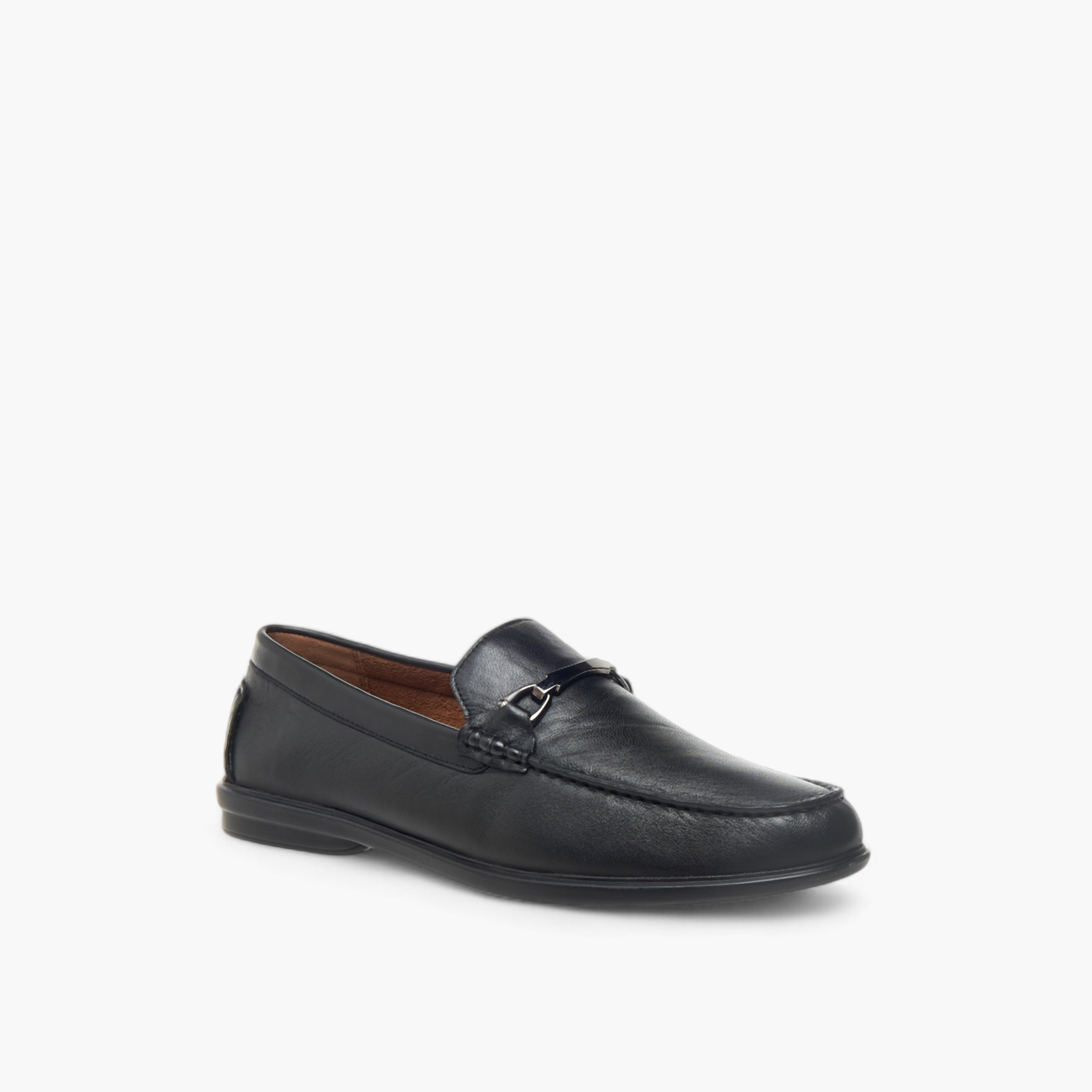 LBL by Shoexpress Solid Slip-On Loafers with Metal Accent-men-shoes-formalshoes-image-2