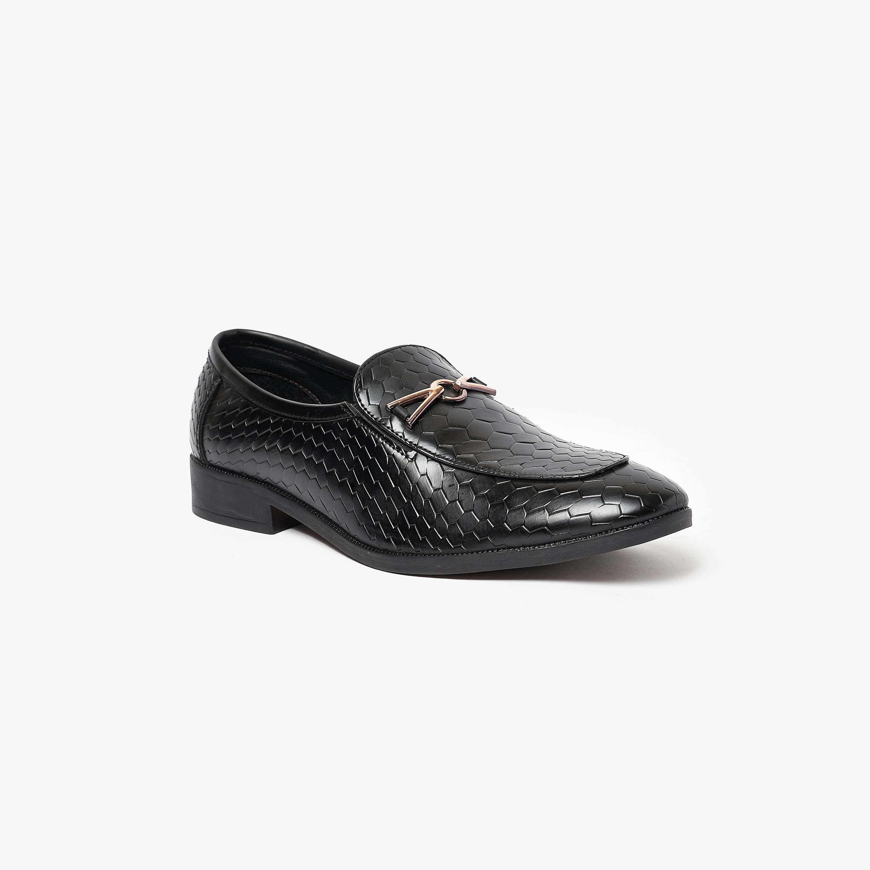 حذاء لوفرز هورسبيت رجالي ذو نسيج بمصنوع من جلد التمساح مع سليب آن من جيومني | GEO-115-men-shoes-loafersandmoccasins-image-1