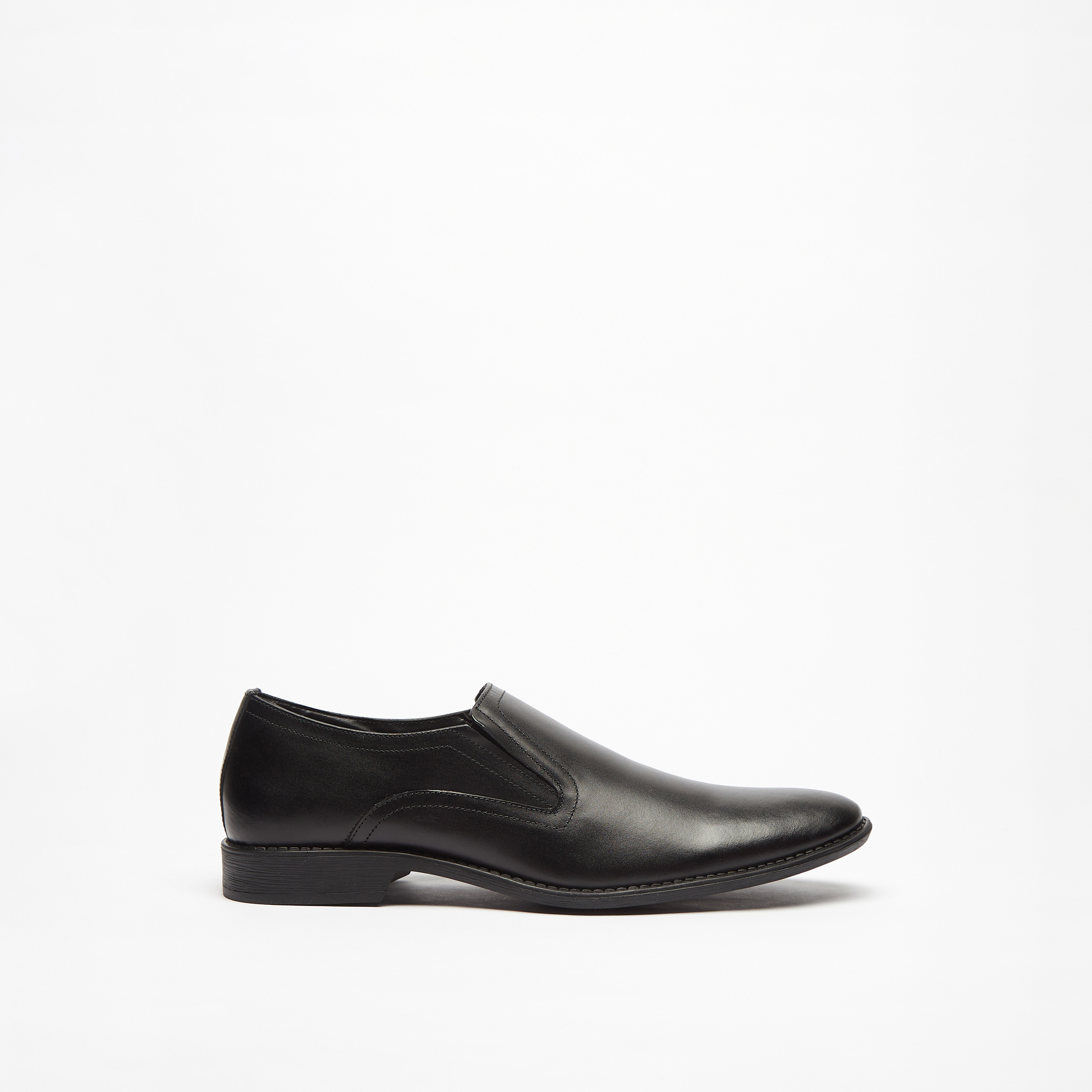 حذاء سهل الارتداء سادة بتفاصيل مطاطية-men-shoes-formalshoes-image-8