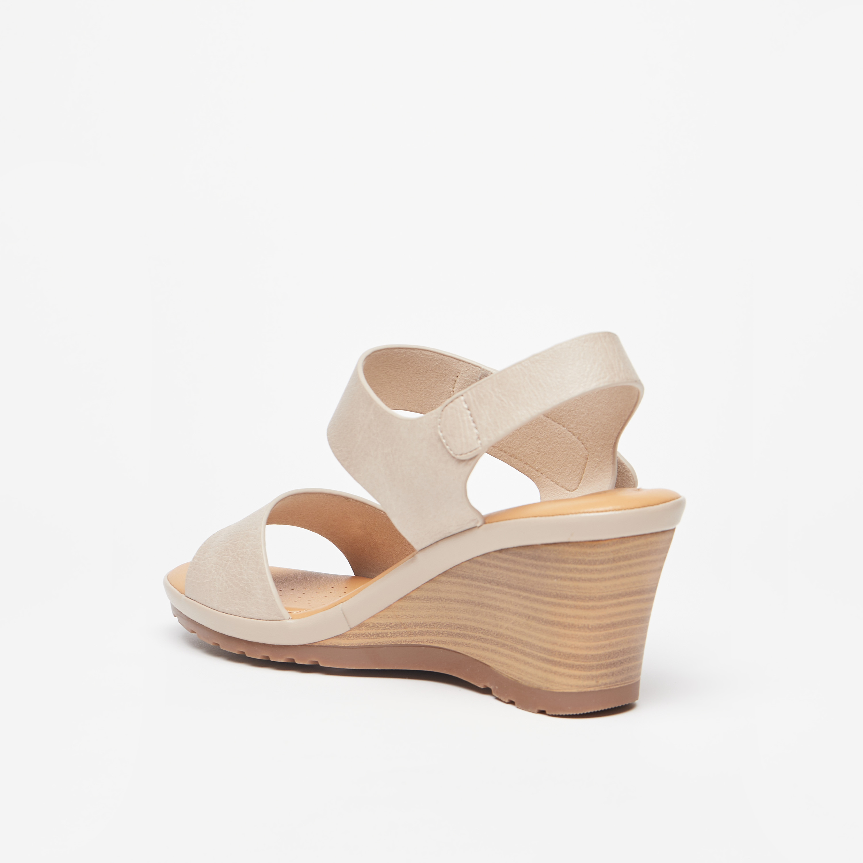 Le Confort Strappy Wedge Heel Sandals with Hook and Loop Closure-women-shoes-heels-image-2