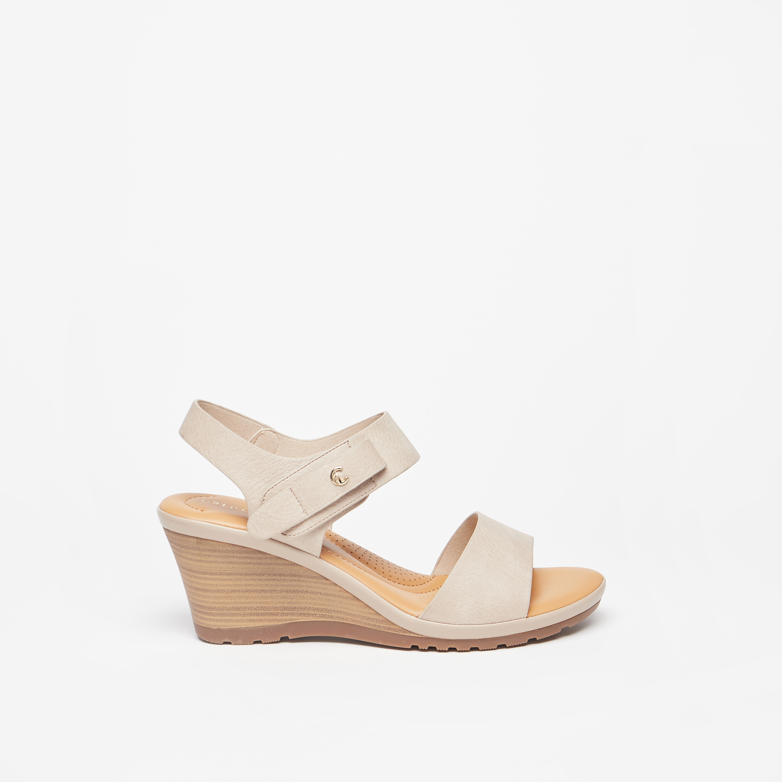 Le Confort Strappy Wedge Heel Sandals with Hook and Loop Closure-women-shoes-heels-image-3