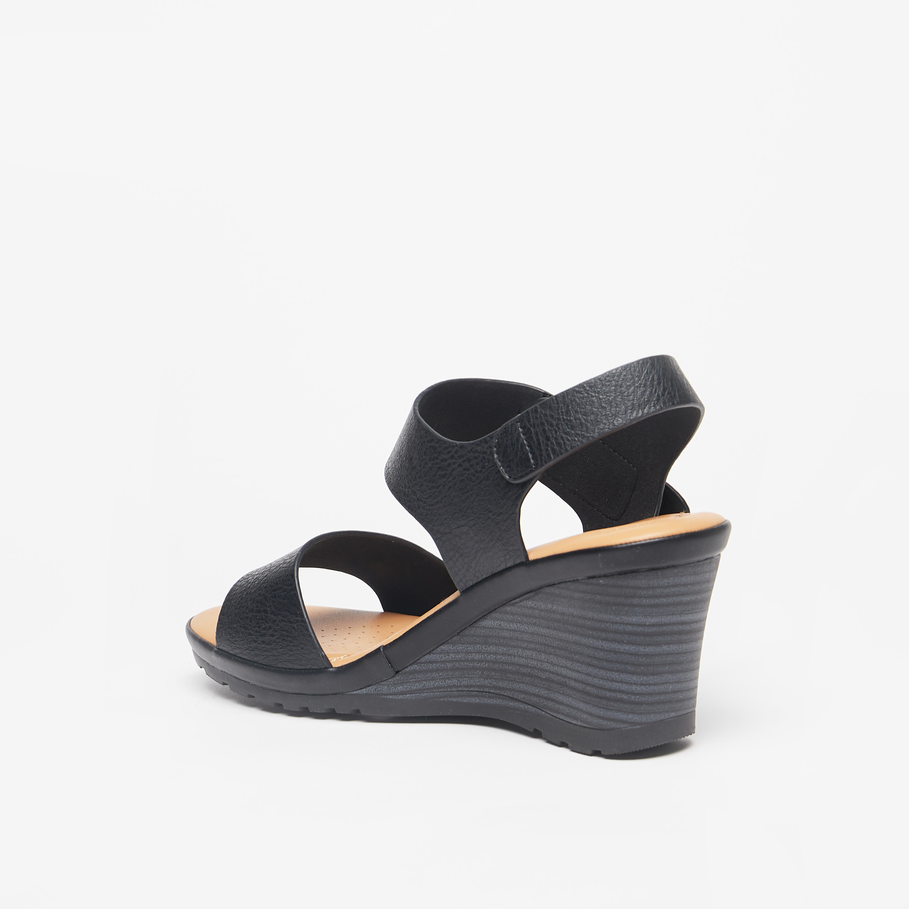 Le Confort Strappy Wedge Heel Sandals with Hook and Loop Closure-women-shoes-heels-image-8