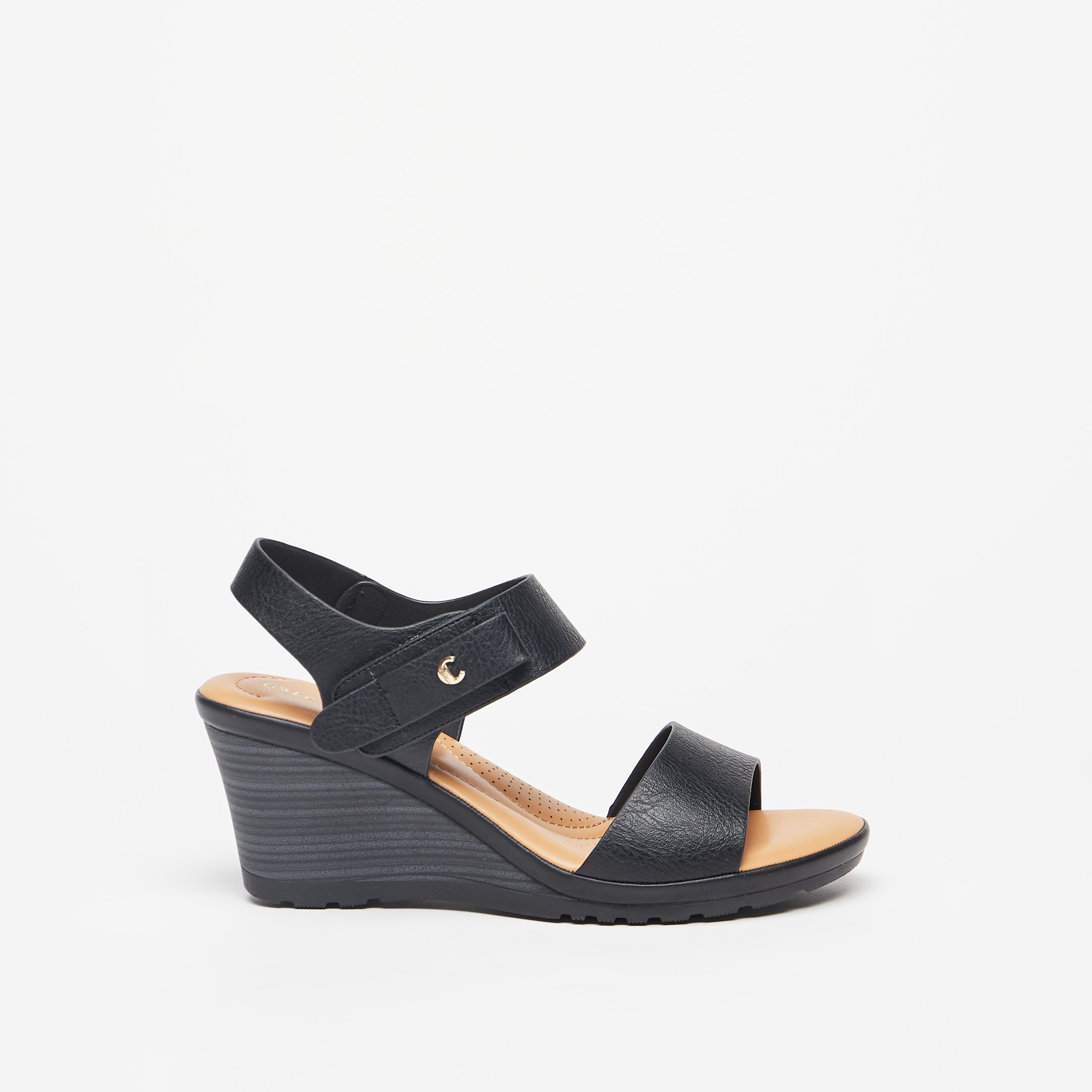 Le Confort Strappy Wedge Heel Sandals with Hook and Loop Closure-women-shoes-heels-image-9