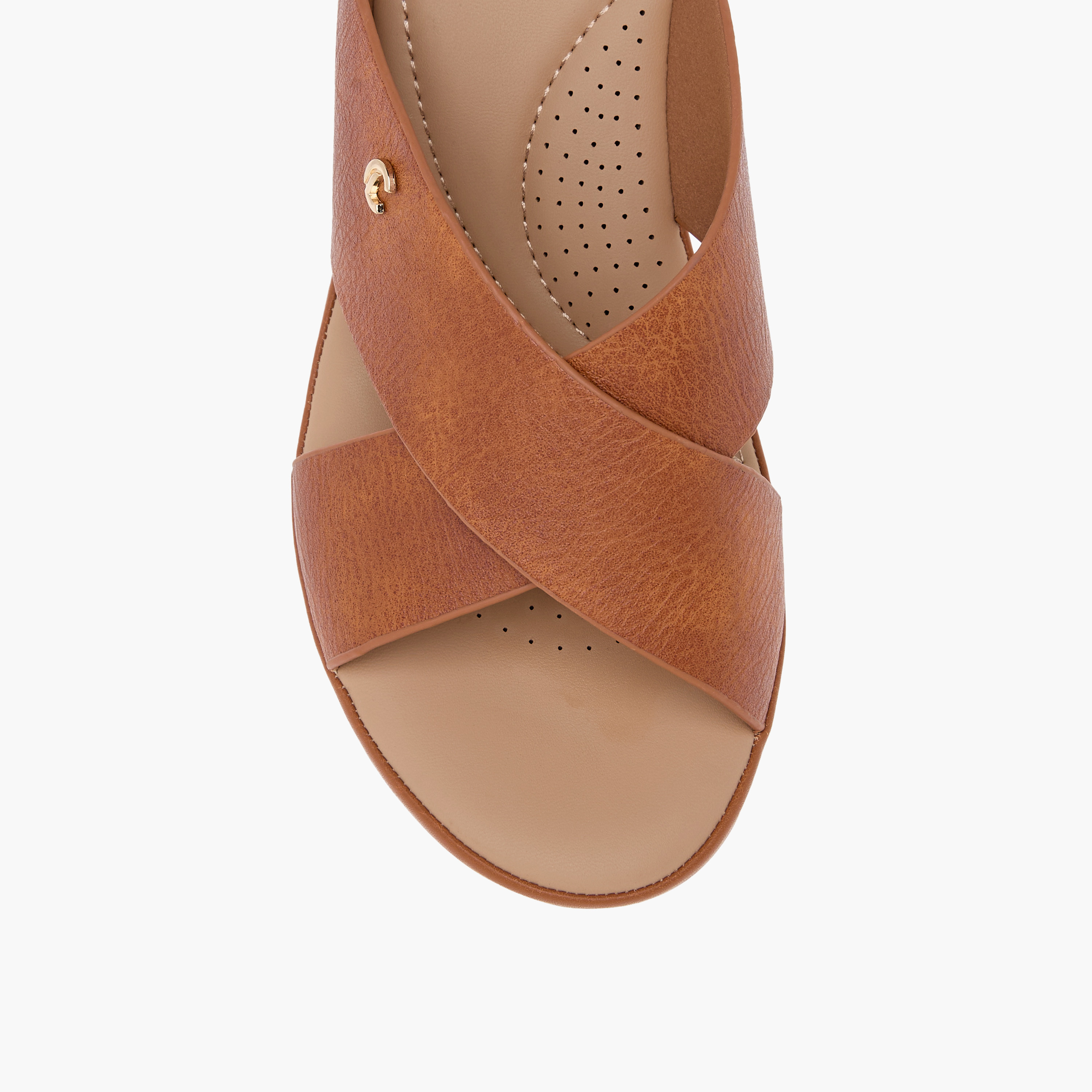 Le Confort Cross Strap Slip-On Sandals with Wedge Heels-women-shoes-sandals-heeled-image-4