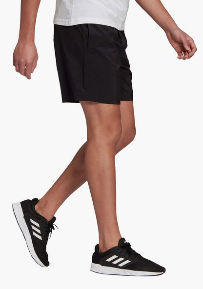 Adidas Logo Print Mid-Rise Training Shorts with Pockets