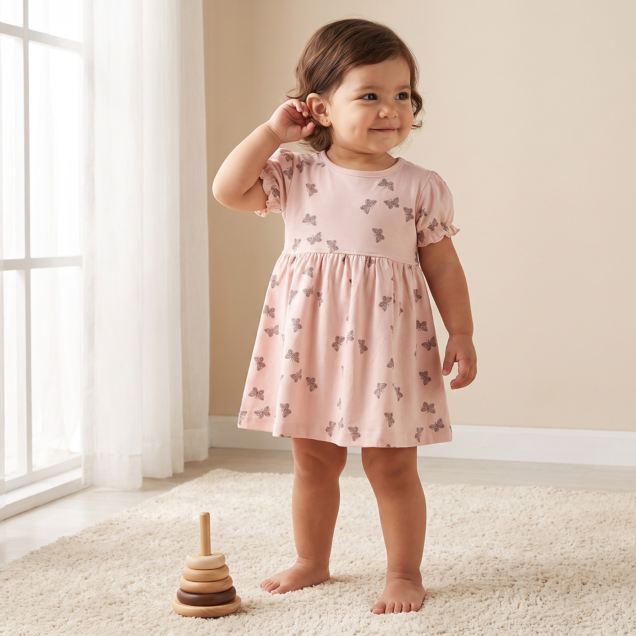 Pack of 2 Juniors Round Neck Knee Length Dress with Snap Button Closure-baby-girls-clothing-dressesandjumpsuits-image-2