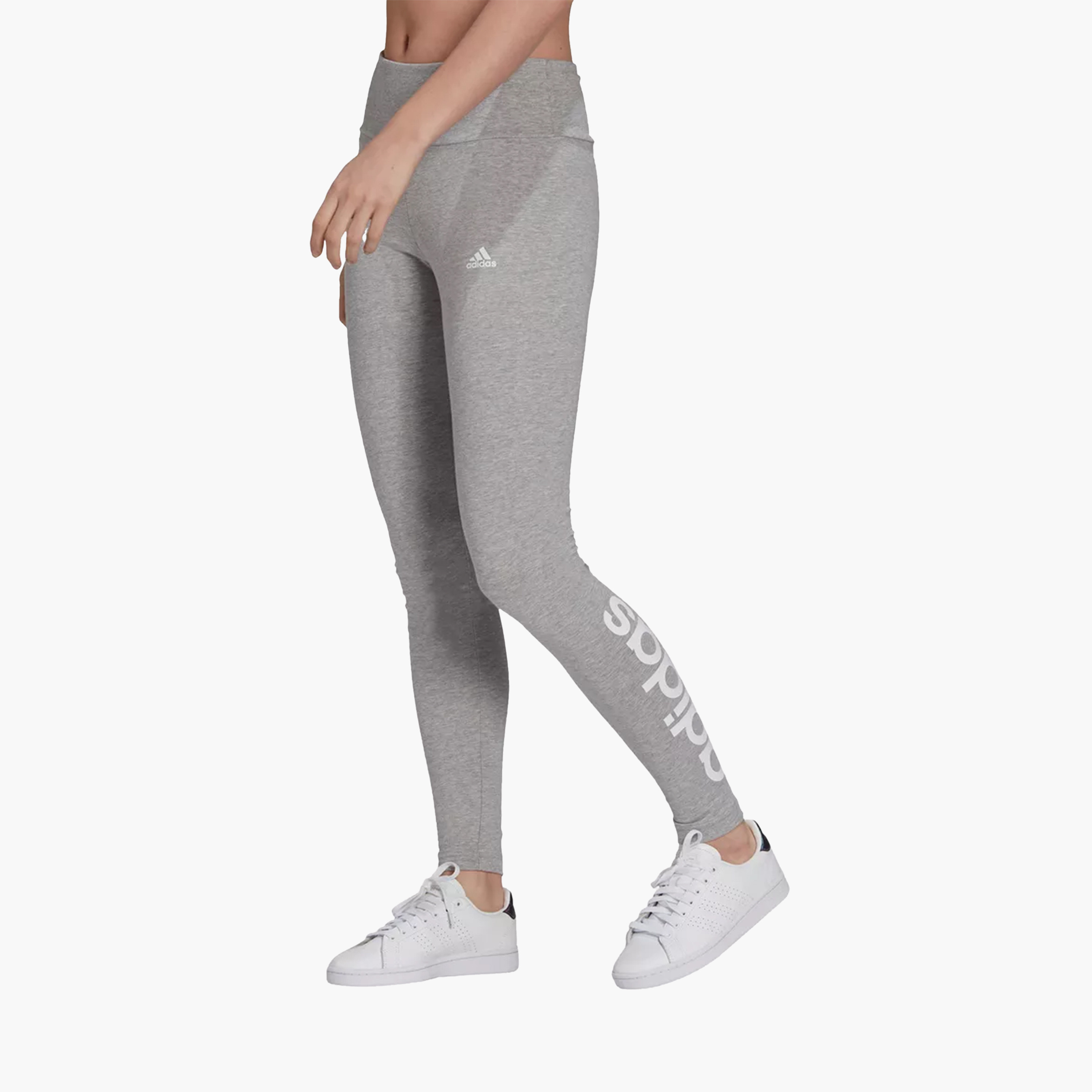 بنطلون ضيق للنساء بشعار اسنشيالز عالي الخصر من اديداس| او اي-women-clothing-bottoms-leggings-image-1