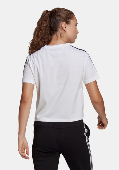 Adidas Logo Print Round Neck T-shirt with Short Sleeves