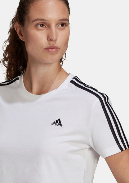Adidas Logo Print Round Neck T-shirt with Short Sleeves