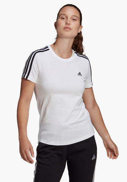 Adidas Logo Print Crew Neck T-shirt with Short Sleeves