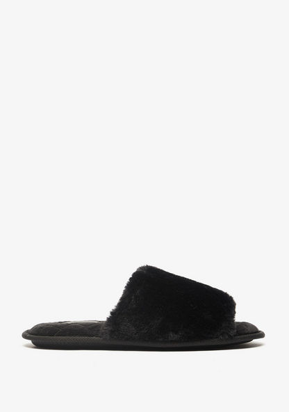 Cozy Faux Fur Open Toe Bedroom Slippers-Women%27s Bedroom Slippers-image-0