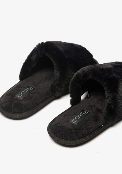 Cozy Faux Fur Open Toe Bedroom Slippers