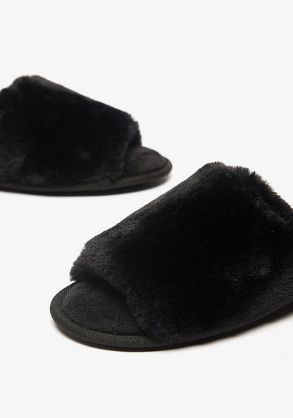 Cozy Faux Fur Open Toe Bedroom Slippers-Women%27s Bedroom Slippers-image-3