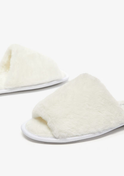 Cozy Faux Fur Open Toe Bedroom Slippers