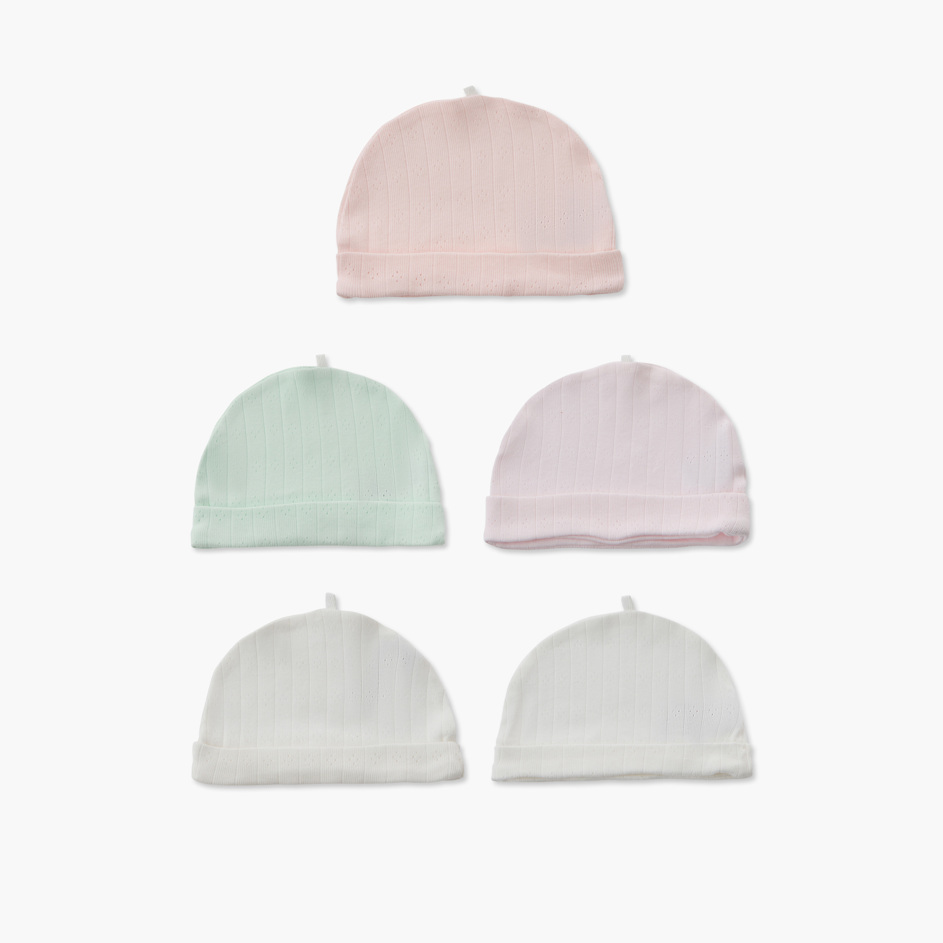 طقم قبعات من جلو بحافة مطوية - 5 قطع-baby-boys-accessories-caps-image-1