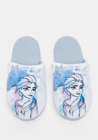 Disney Elsa Print Bedroom Slide Slippers-Girl%27s Bedroom Slippers-image-0