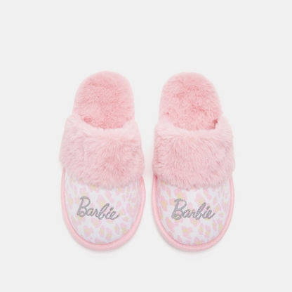 Barbie Embellished Closed Toe Slip-On Bedroom Slippers