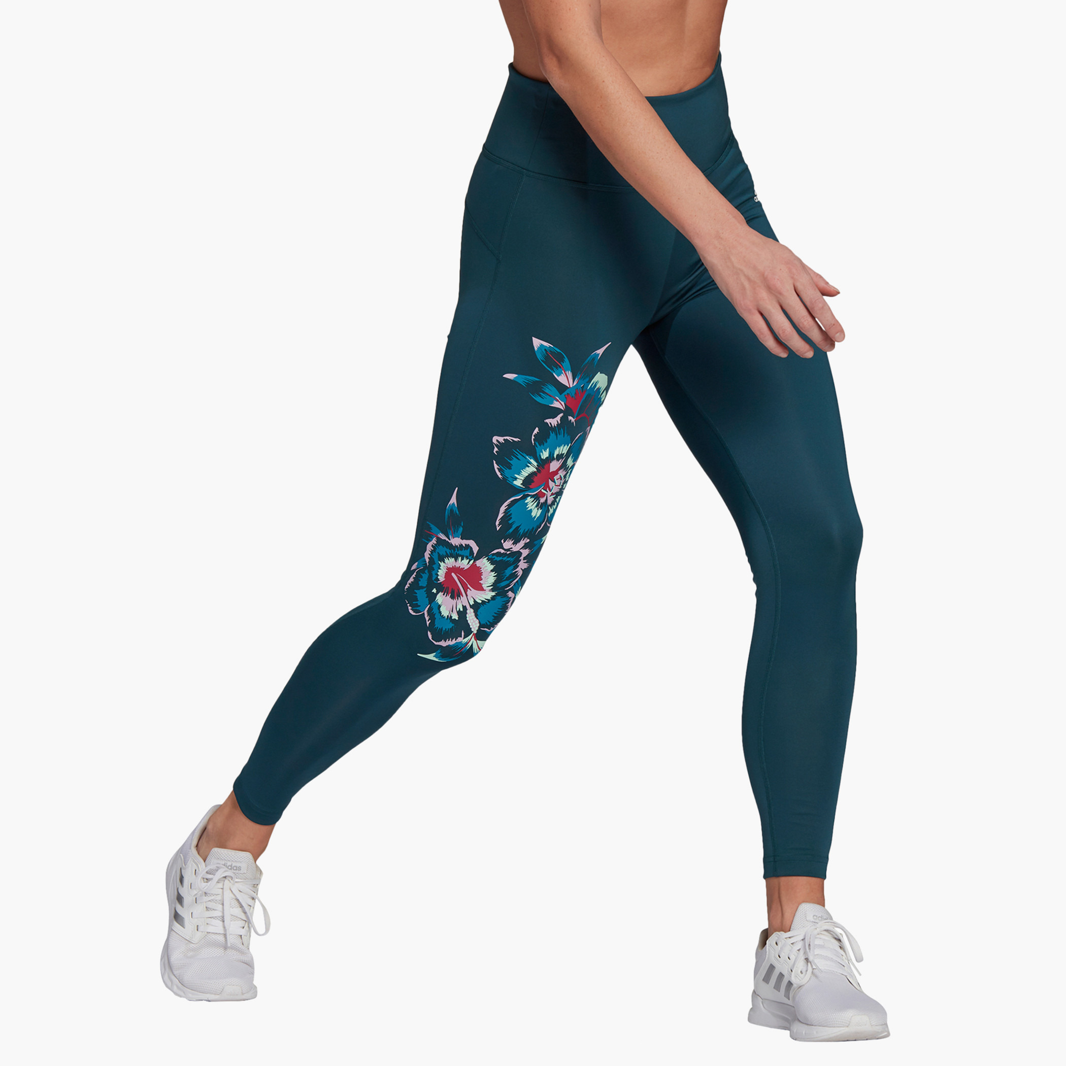 Buy Adidas Floral Print High Rise Leggings with Elasticised Waistband Splash KSA
