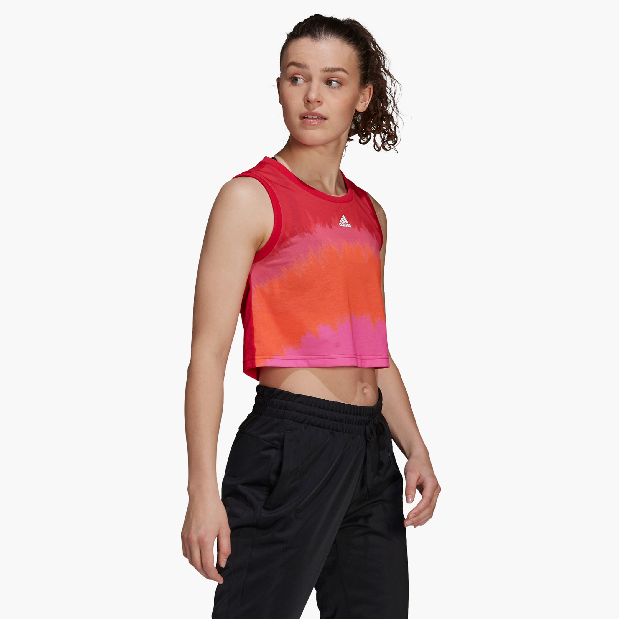 Shop Adidas FARM Rio AEROREADY Tie-Dye Print Cropped Tank Top - Main Image