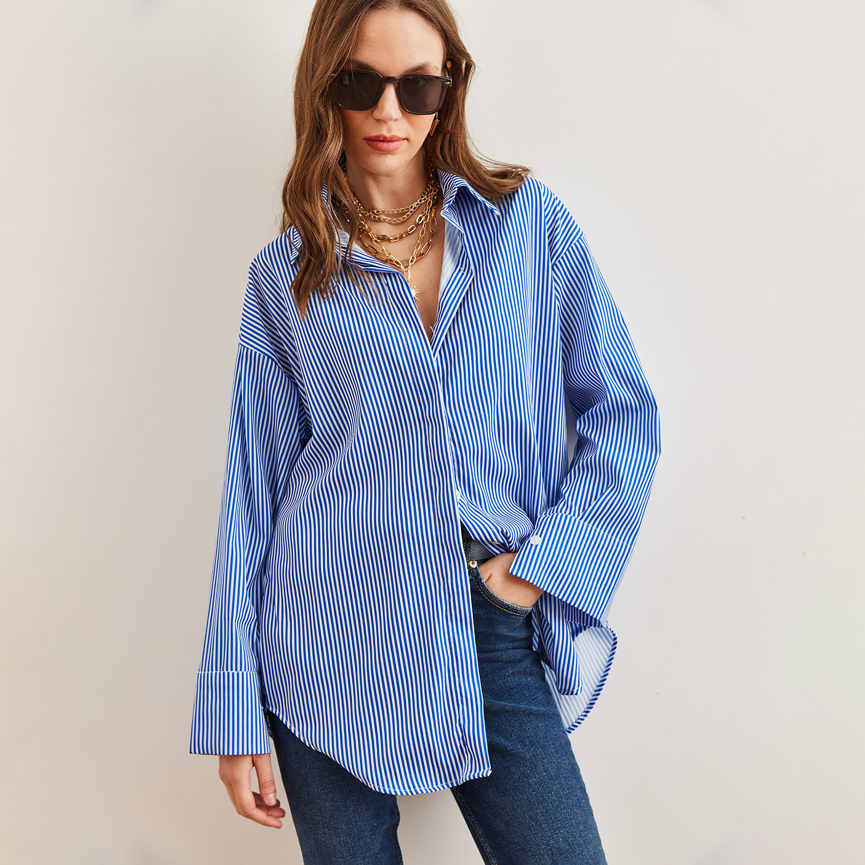 قميص نسائي مخطط، بأكمام منسدلة، أزرق من أولالوك-women-clothing-shirtsandblouses-shirts-image-7