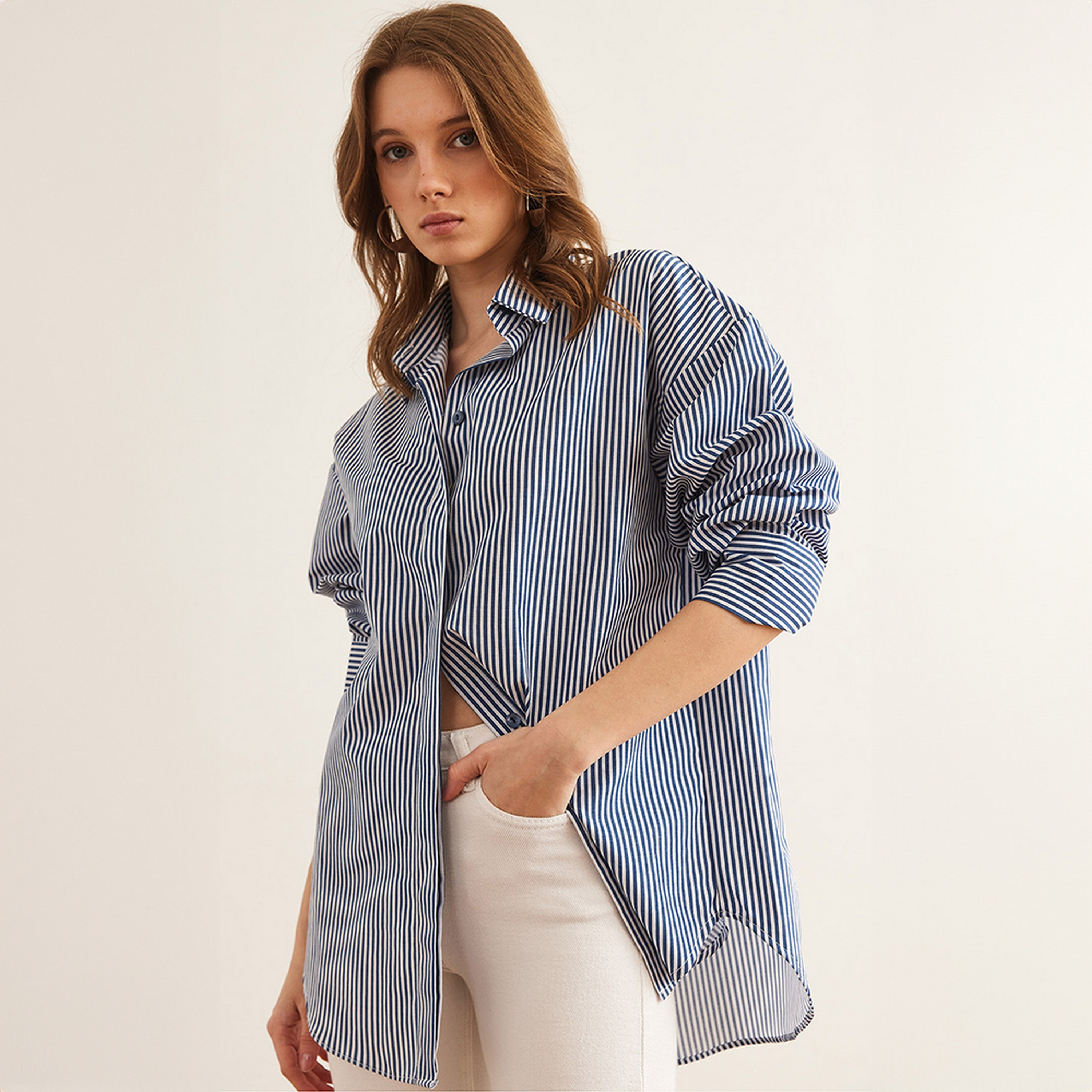 قميص نسائي مخطط، بأكمام منسدلة، أزرق من أولالوك-women-clothing-shirtsandblouses-shirts-image-2