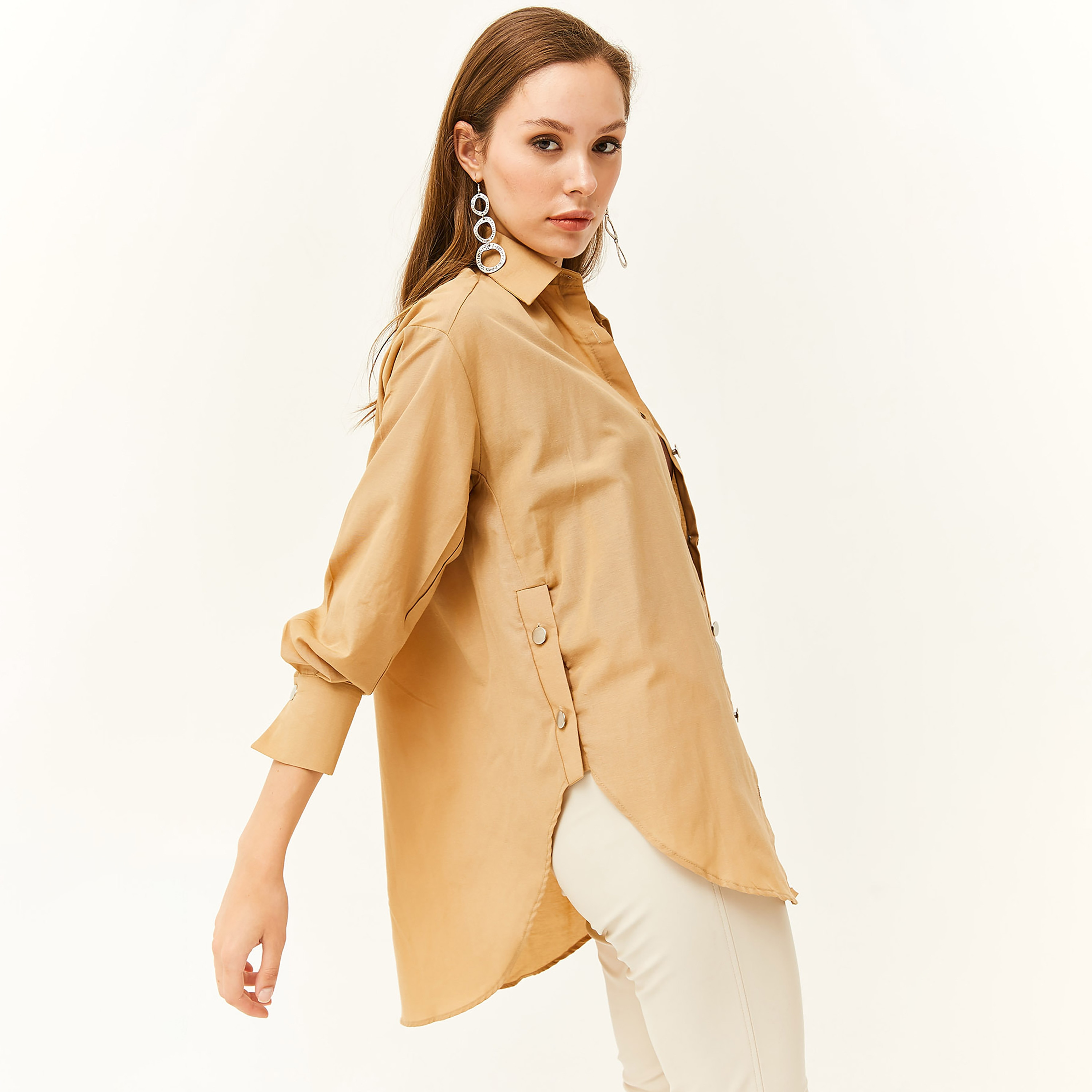 Olalook Collared Beige Women's Shirt-women-clothing-shirtsandblouses-shirts-image-3