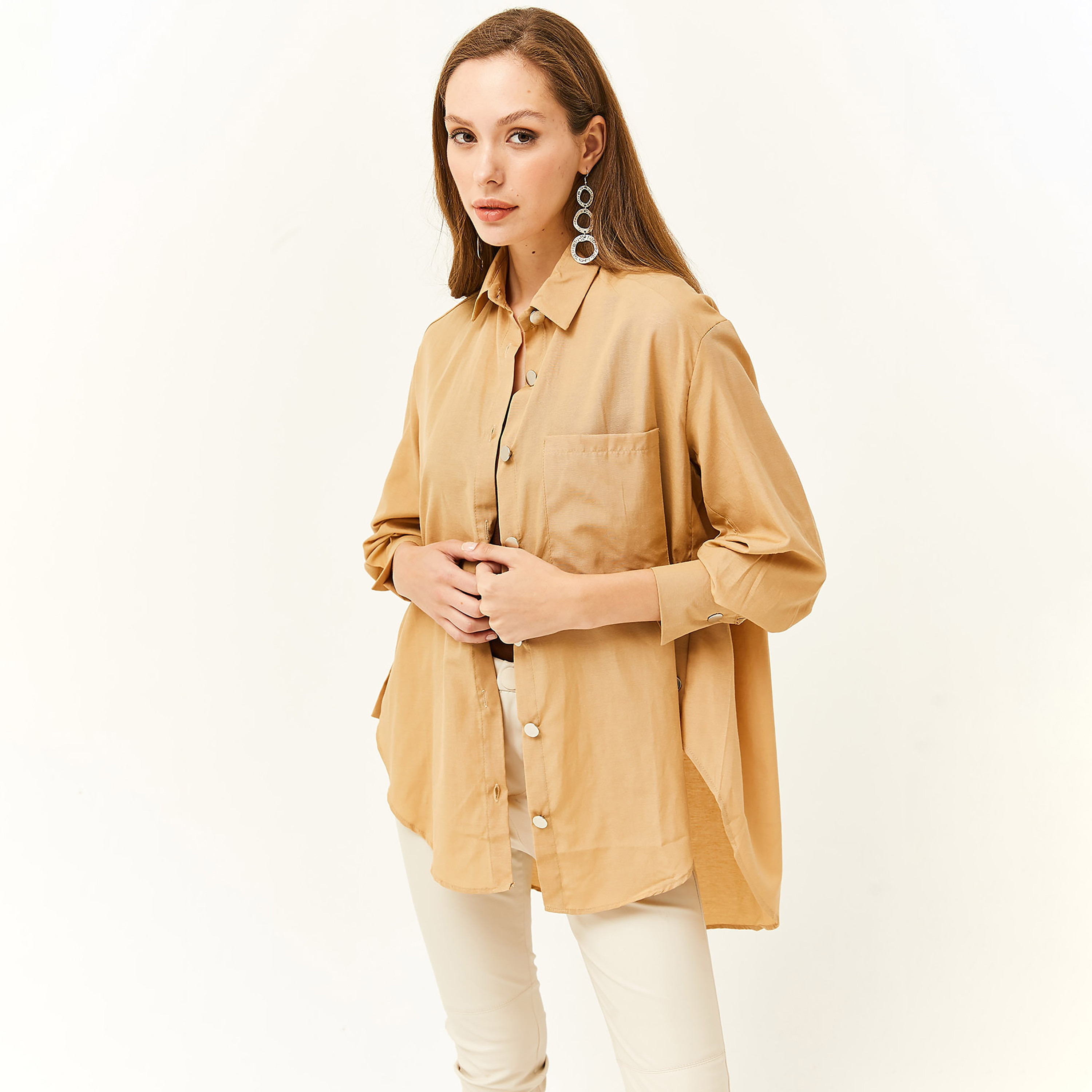 Olalook Collared Beige Women's Shirt-women-clothing-shirtsandblouses-shirts-image-5