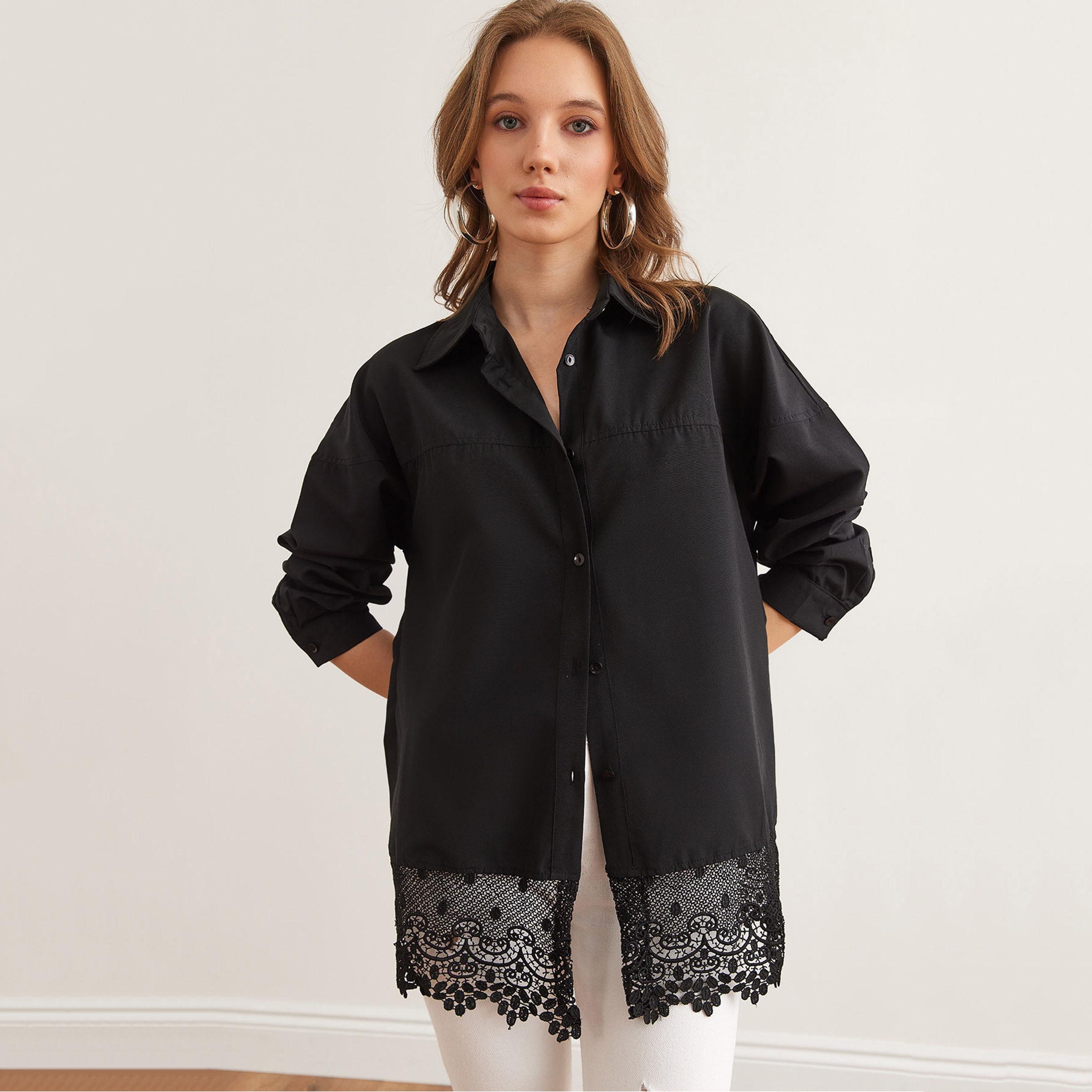 Olalook Lace Detailed Drop Shoulder Sleeves Women's Shirt-women-clothing-shirtsandblouses-shirts-image-5
