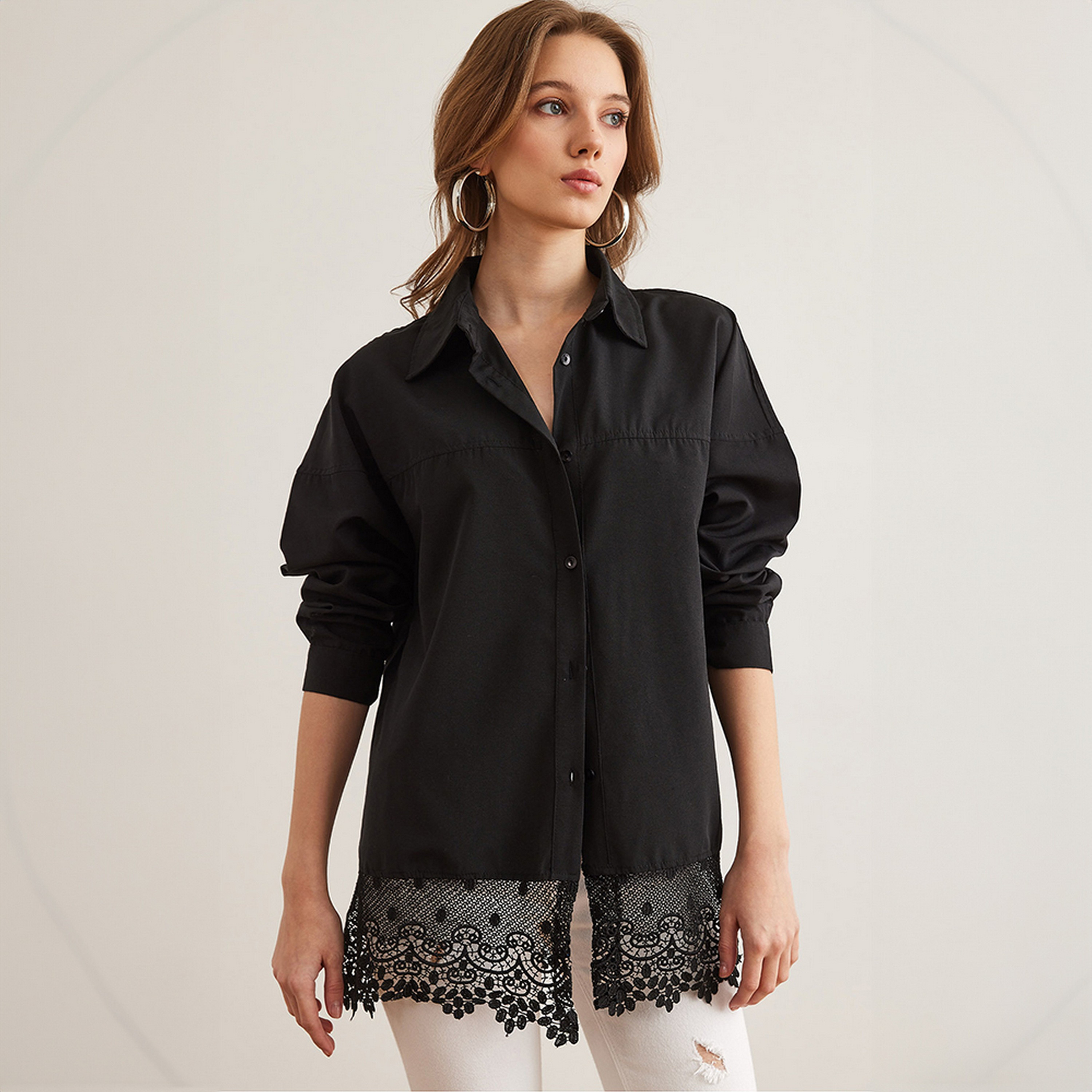 Olalook Lace Detailed Drop Shoulder Sleeves Women's Shirt-women-clothing-shirtsandblouses-shirts-image-6