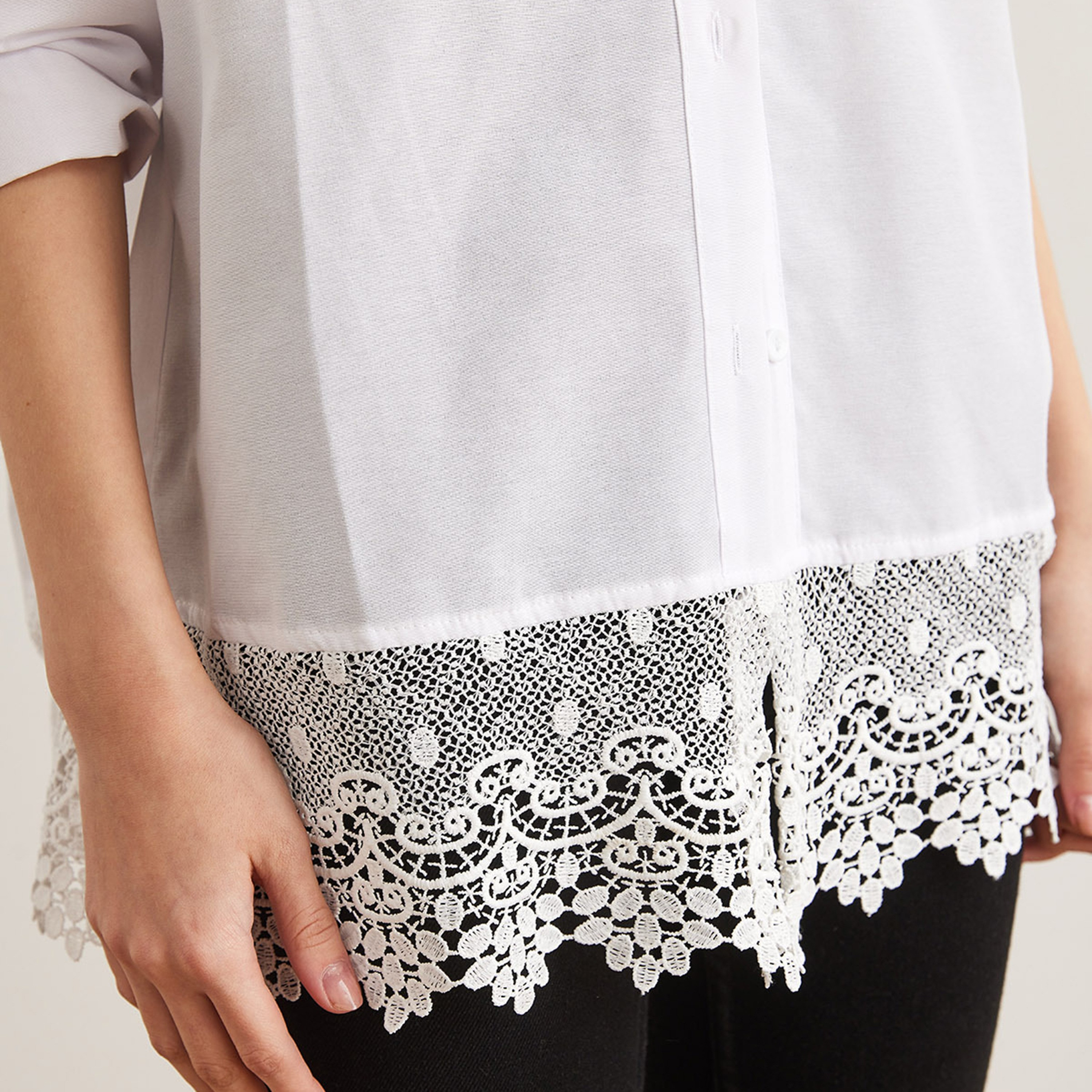 Olalook Lace Detailed Drop Shoulder Sleeves Women's Shirt-women-clothing-shirtsandblouses-shirts-image-4