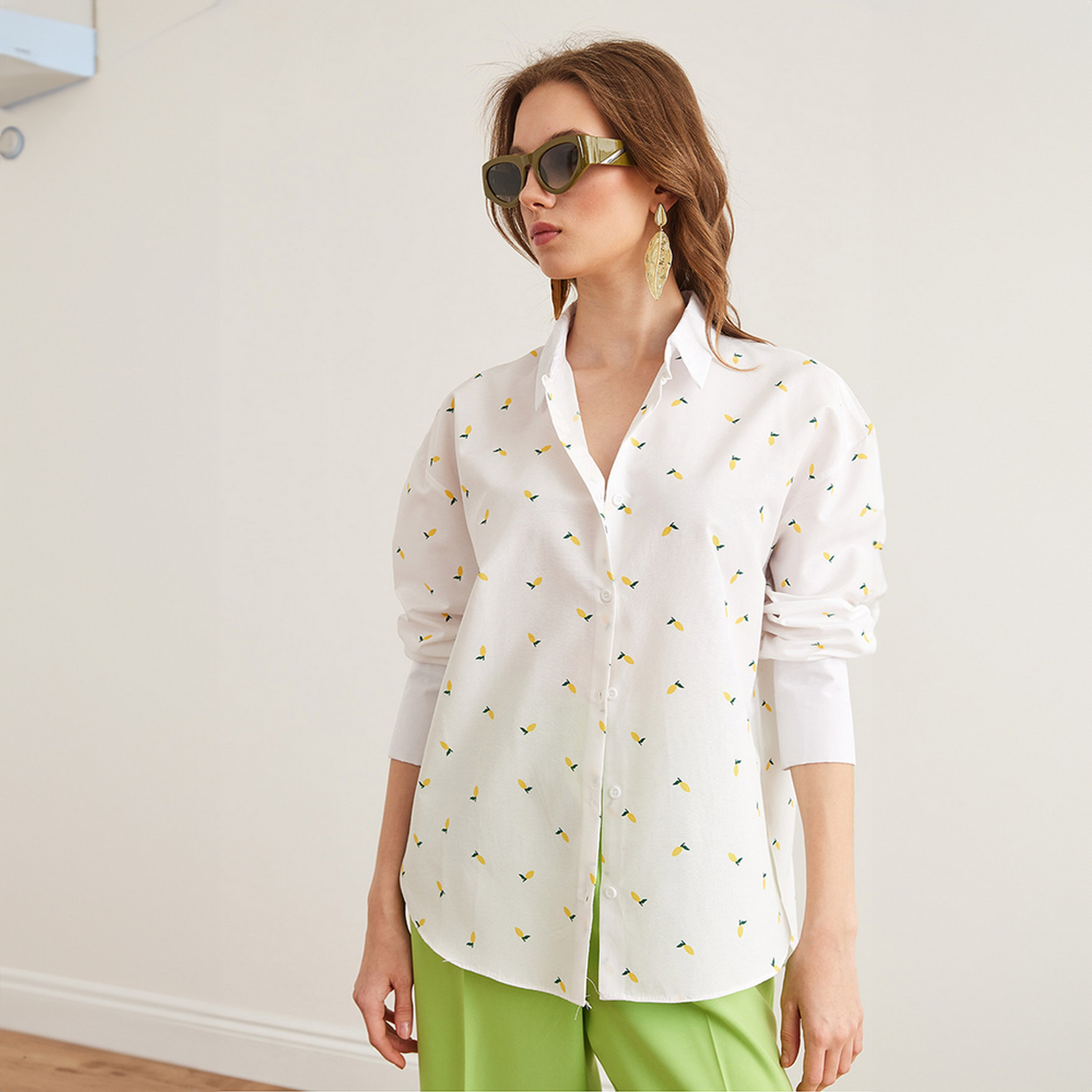 قميص نسائي بطبعة ليمون، بأكمام منسدلة، أبيض من أولالوك-women-clothing-shirtsandblouses-shirts-image-2