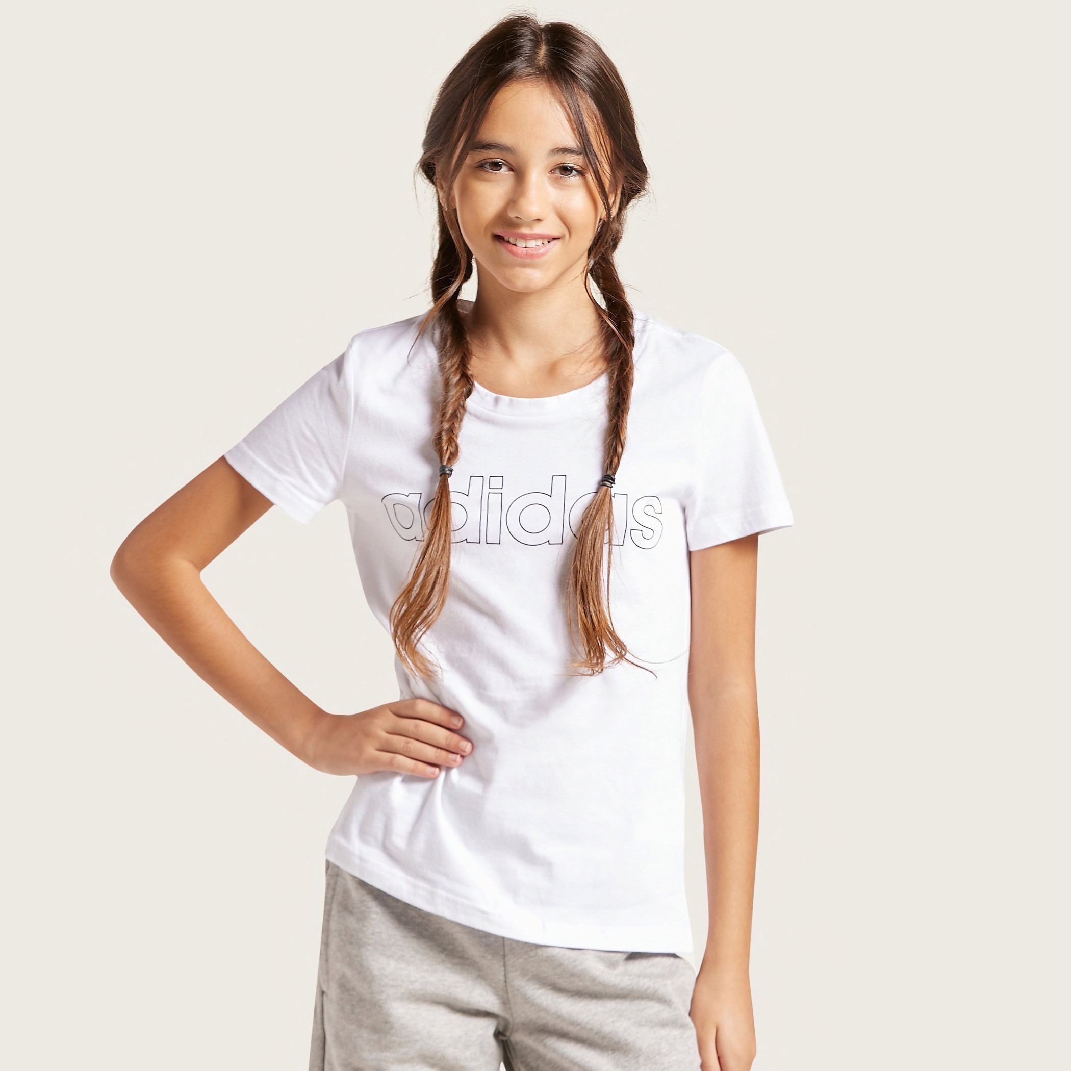 Buy adidas Print T shirt with Round Neck and Short Sleeves Online Babyshop KSA