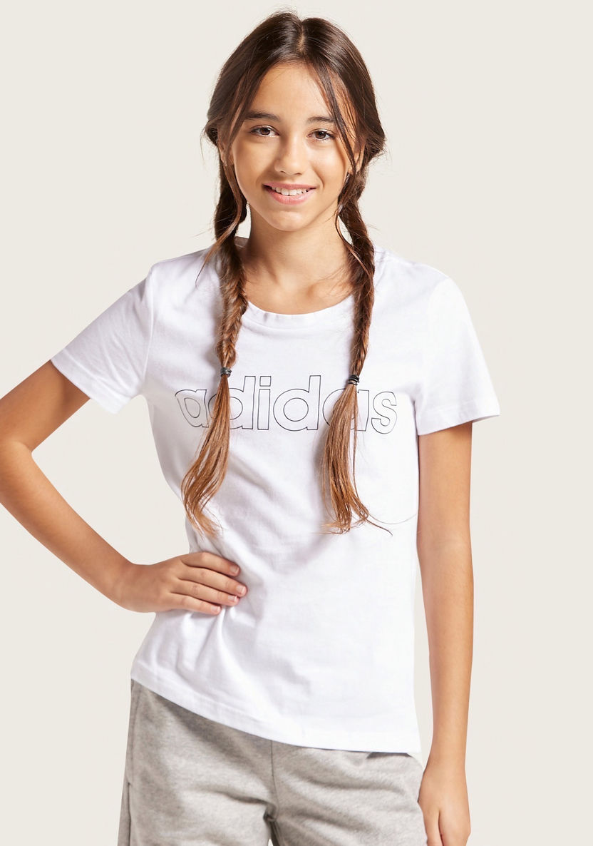 adidas Print T-shirt with Round Neck and Short Sleeves-Tops-image-1