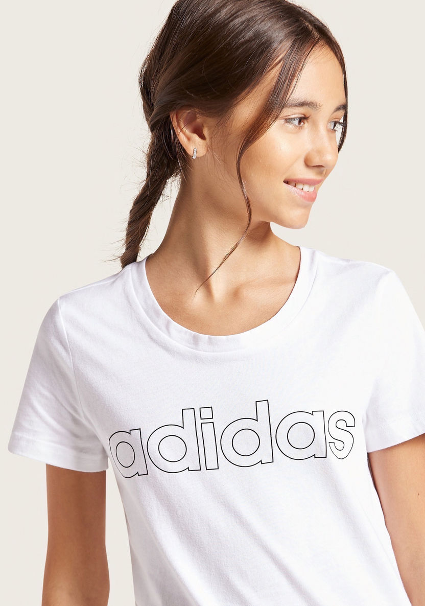 adidas Print T-shirt with Round Neck and Short Sleeves-Tops-image-2