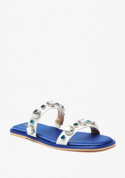 Missy Stone Embellished Slip-On Slide Sandals-Women%27s Flat Sandals-image-0