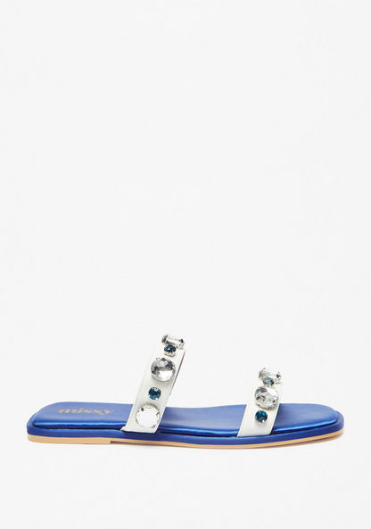 Missy Stone Embellished Slip-On Slide Sandals-Women%27s Flat Sandals-image-2