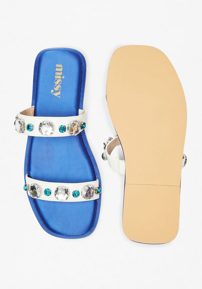 Missy Stone Embellished Slip-On Slide Sandals-Women%27s Flat Sandals-image-3