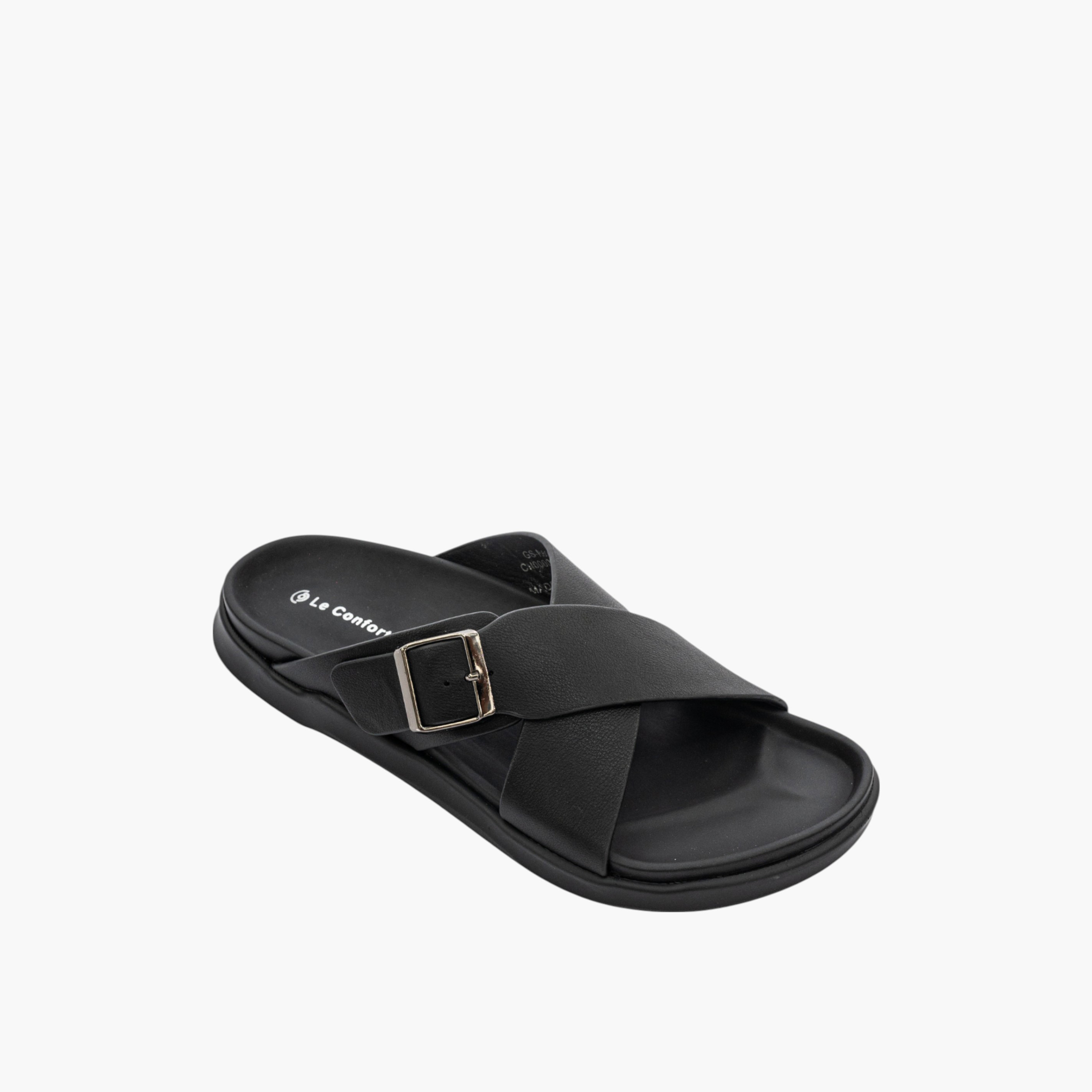 صندل بأحزمة متقاطعة سهل الارتداء بزينة إبزيم  من لو كونفورت-men-shoes-sandals-image-2