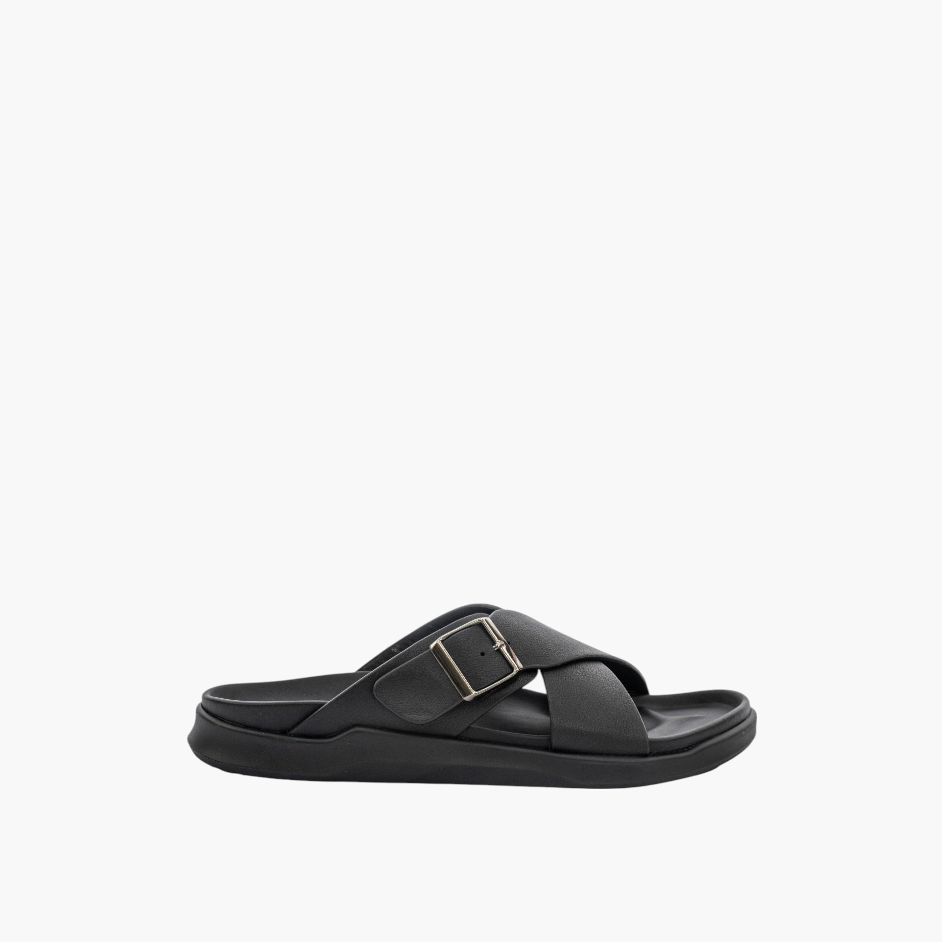 صندل بأحزمة متقاطعة سهل الارتداء بزينة إبزيم  من لو كونفورت-men-shoes-sandals-image-3