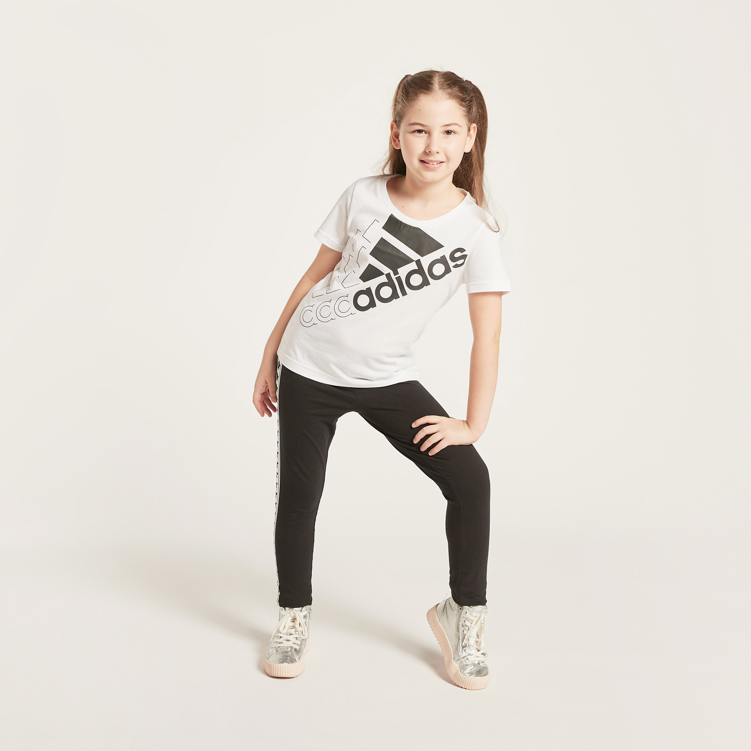 Buy adidas Logo Print T shirt with Short Sleeves Online Babyshop KSA